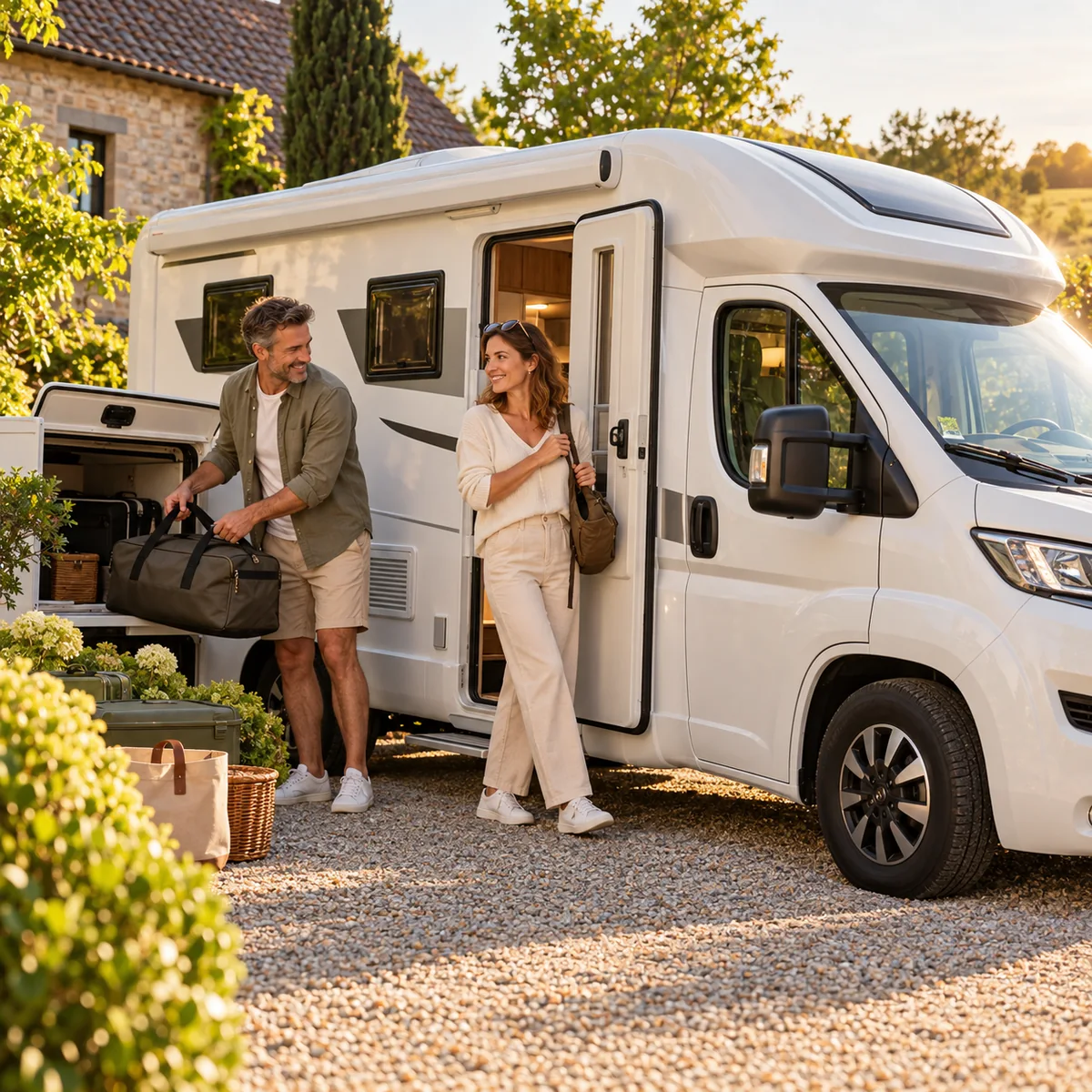 Couple Camping Car