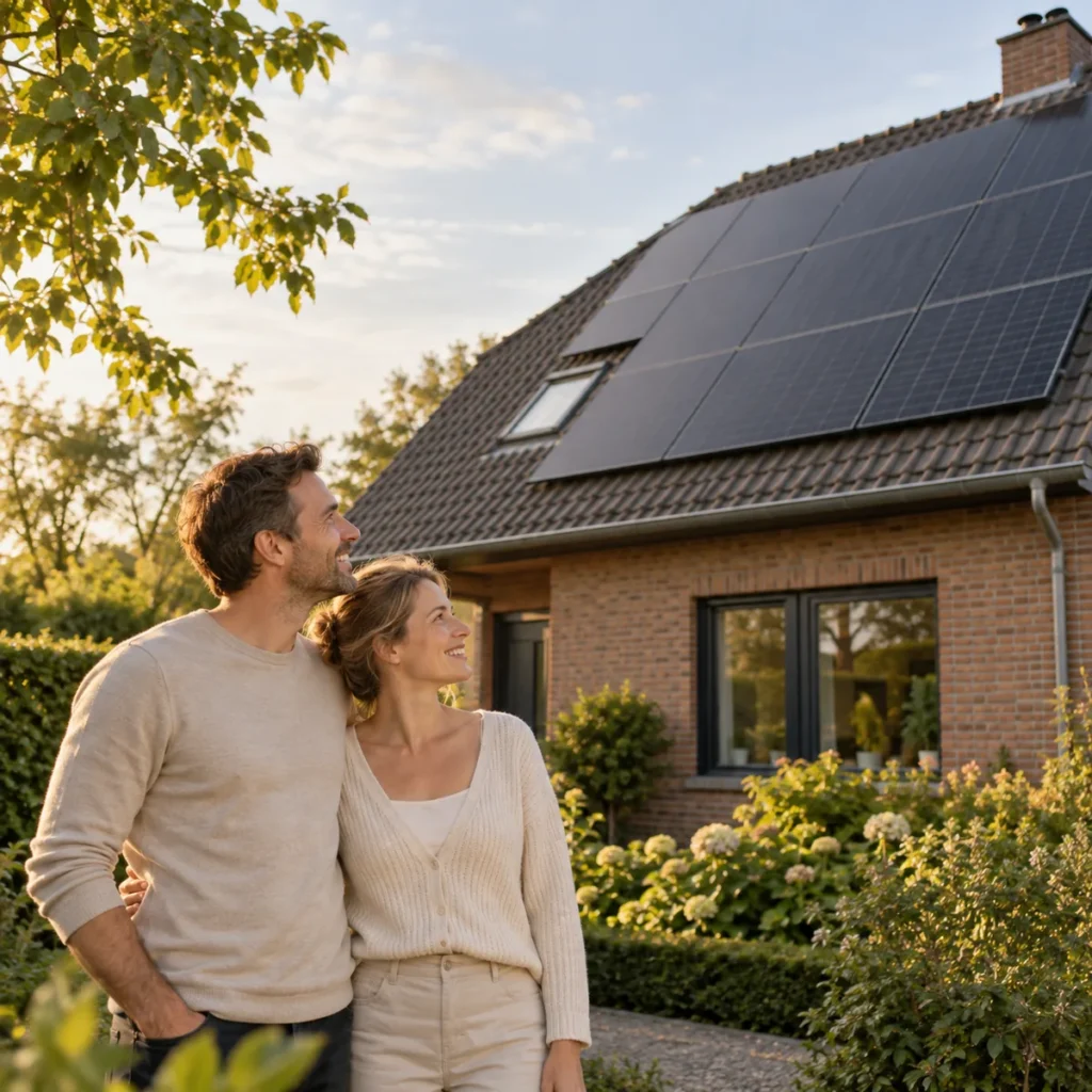 couple - panneaux solaires